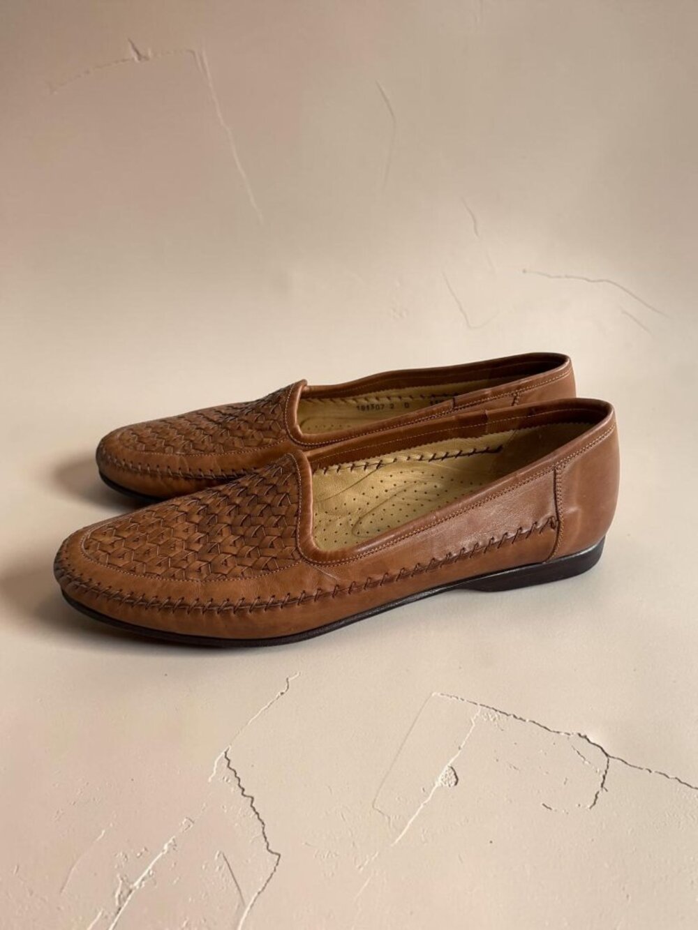 SANTONI Men’s Italian Tan Leather Loafers Shoes Size 11.5